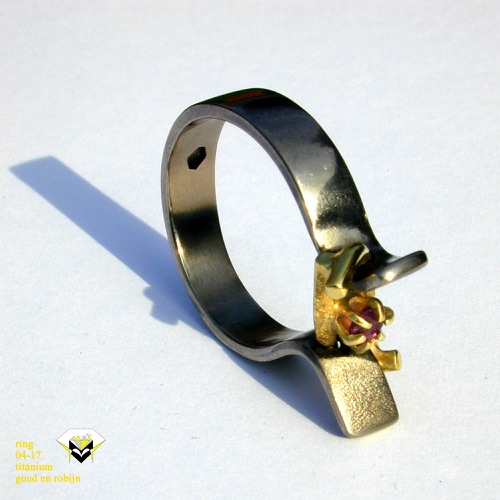 04-17 : ring - titanium, goud en robijn